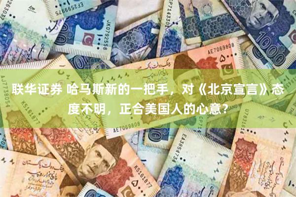 联华证券 哈马斯新的一把手，对《北京宣言》态度不明，正合美国人的心意？