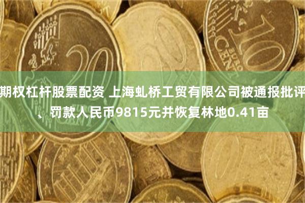 期权杠杆股票配资 上海虬桥工贸有限公司被通报批评、罚款人民币9815元并恢复林地0.41亩