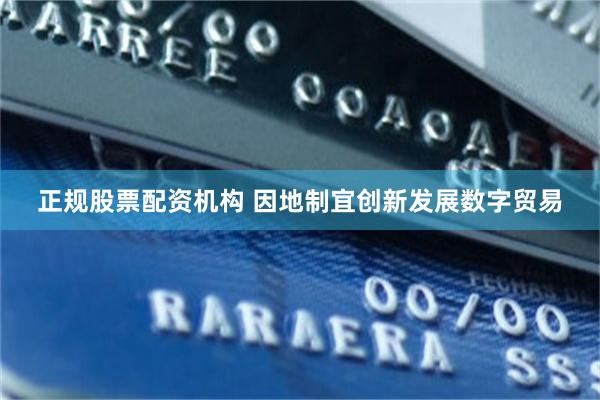 正规股票配资机构 因地制宜创新发展数字贸易