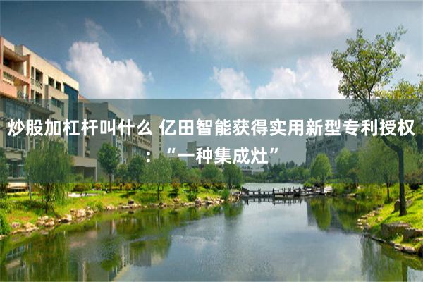 炒股加杠杆叫什么 亿田智能获得实用新型专利授权：“一种集成灶”