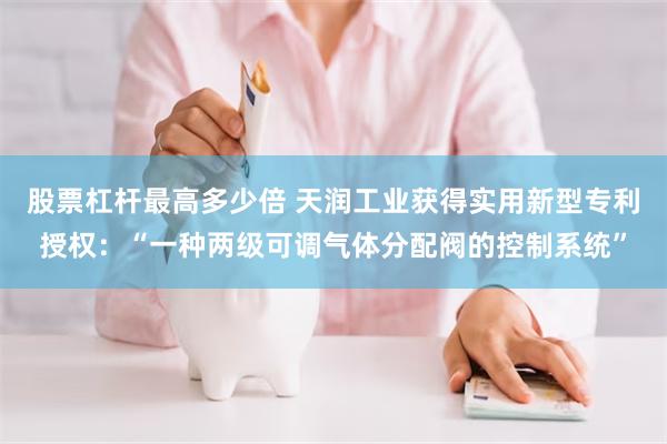 股票杠杆最高多少倍 天润工业获得实用新型专利授权：“一种两级可调气体分配阀的控制系统”