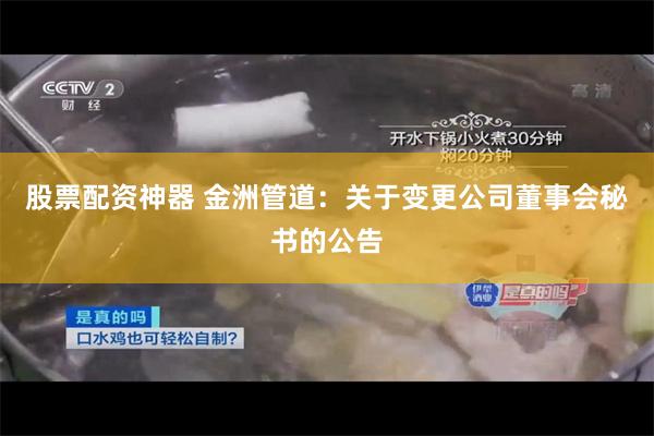股票配资神器 金洲管道：关于变更公司董事会秘书的公告