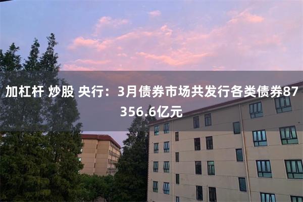 加杠杆 炒股 央行：3月债券市场共发行各类债券87356.6亿元