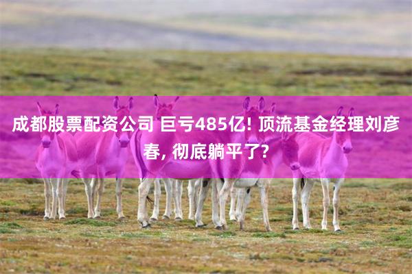 成都股票配资公司 巨亏485亿! 顶流基金经理刘彦春, 彻底躺平了?