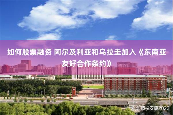 如何股票融资 阿尔及利亚和乌拉圭加入《东南亚友好合作条约》