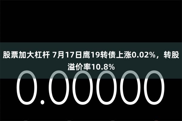 股票加大杠杆 7月17日鹰19转债上涨0.02%，转股溢价率10.8%
