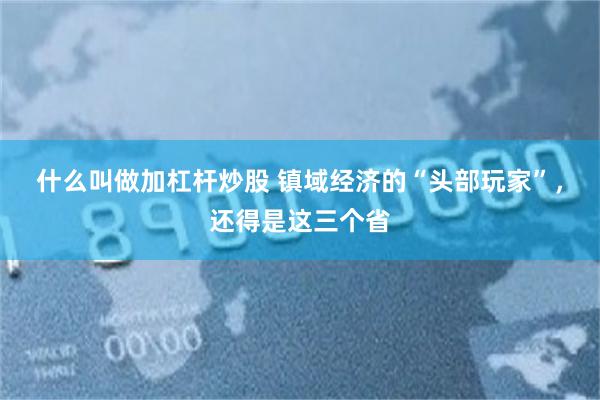 什么叫做加杠杆炒股 镇域经济的“头部玩家”，还得是这三个省