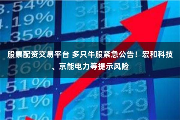 股票配资交易平台 多只牛股紧急公告！宏和科技、京能电力等提示风险