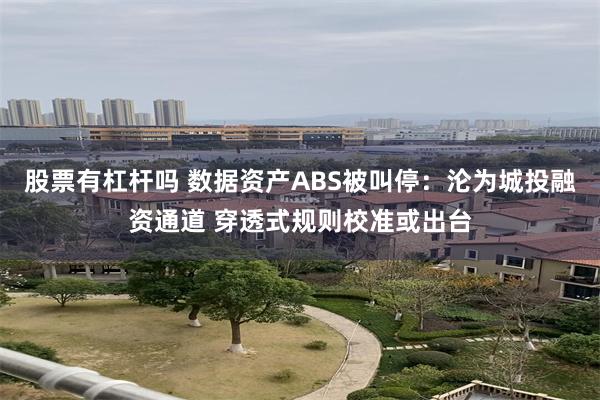 股票有杠杆吗 数据资产ABS被叫停：沦为城投融资通道 穿透式规则校准或出台