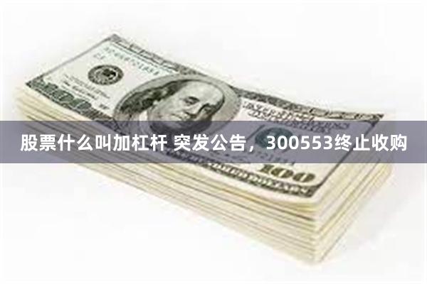 股票什么叫加杠杆 突发公告，300553终止收购