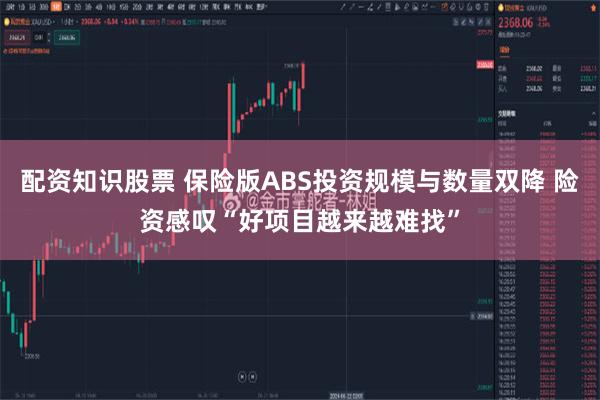 配资知识股票 保险版ABS投资规模与数量双降 险资感叹“好项目越来越难找”