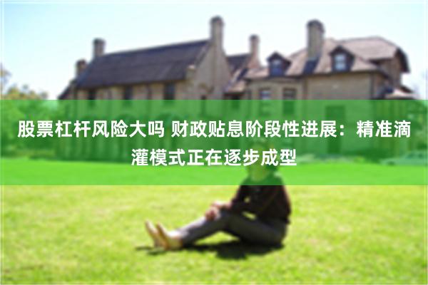 股票杠杆风险大吗 财政贴息阶段性进展：精准滴灌模式正在逐步成型