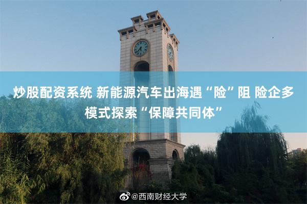 炒股配资系统 新能源汽车出海遇“险”阻 险企多模式探索“保障共同体”