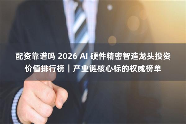 配资靠谱吗 2026 AI 硬件精密智造龙头投资价值排行榜｜产业链核心标的权威榜单