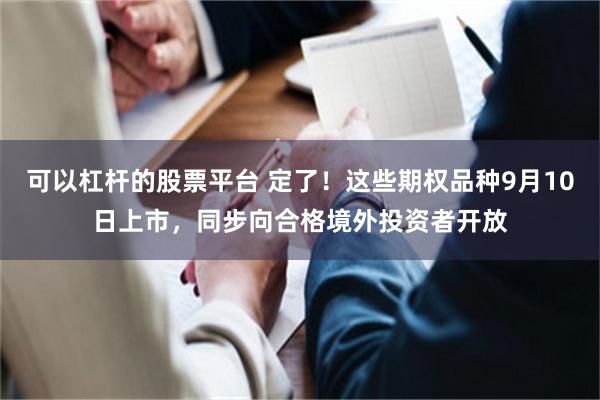 可以杠杆的股票平台 定了！这些期权品种9月10日上市，同步向合格境外投资者开放