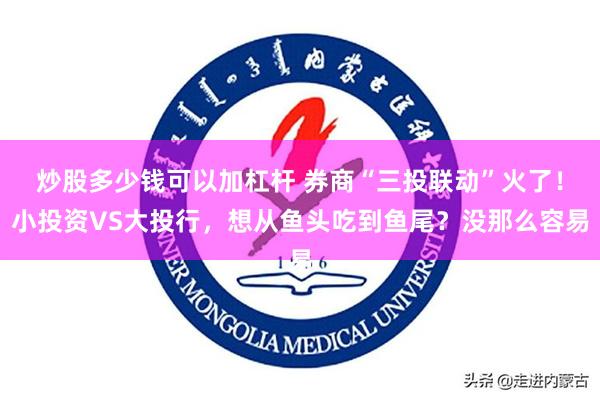 炒股多少钱可以加杠杆 券商“三投联动”火了！小投资VS大投行，想从鱼头吃到鱼尾？没那么容易