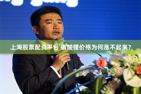 上海股票配资平台 碳酸锂价格为何涨不起来？
