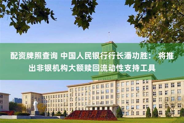 配资牌照查询 中国人民银行行长潘功胜: 将推出非银机构大额赎回流动性支持工具